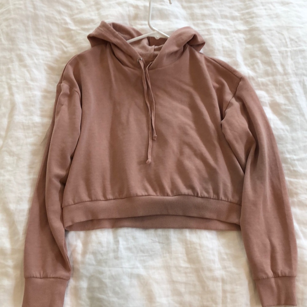 H&M Divided S Dusty Pink Cropped Hoodie Sweatshirt